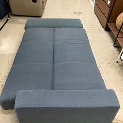 2412-819 3人掛けソファベッド ネイビー 引き出し収納付き 汚れ日焼け有りの画像