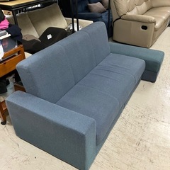 2412-819 3人掛けソファベッド ネイビー 引き出し収納付...