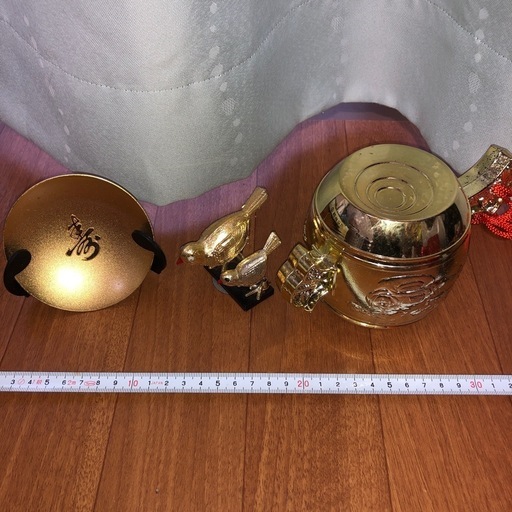 GYP1225 金杯　金の小鳥　金の打ち出の小槌　縁起物　メッキ