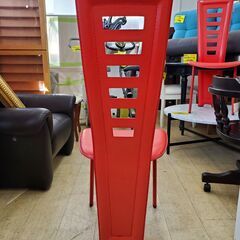【4脚在庫あり】 ② IDC 大塚家具 ダイニングチェア ハイバックチェア デザインチェア アームレス 赤 レッド■横幅44㎝×奥行42cm×高さ101cm■近隣配送無料 買取帝国 朝霞店の画像