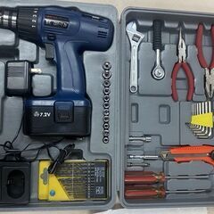 ナカトミ産業 コードレスドライバードリル　7.2V　&ツールセッ...