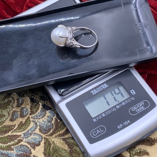 パール（真珠）　ダイヤ　リング　11.4g 約12号　pt900