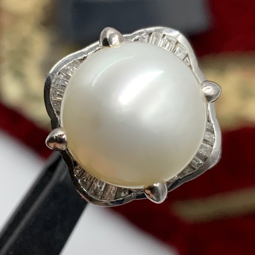 パール（真珠） ダイヤ リング 11.4g 約12号 pt900