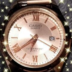 【中古動作良好品】CASIO Edifice レディース 金ベルト 防水の画像
