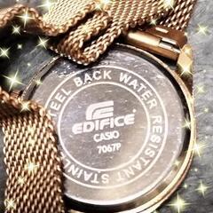【中古動作良好品】CASIO Edifice レディース 金ベルト 防水の画像