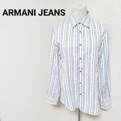 アルマーニジーンズ 美品 長袖シャツ ストライプ柄 胸ポケット付...