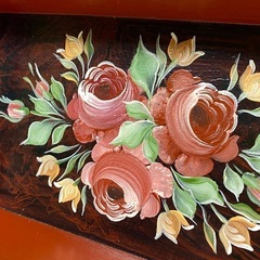薔薇　バラ　アンティーク 木製 トレイ トールペイント 花柄 ヴィンテージの画像
