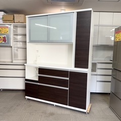 【超美品‼️】定価39万♪ 松田家具 156cm幅キッチンボード 食器棚 収納家具 木目調ダークブラウン♪