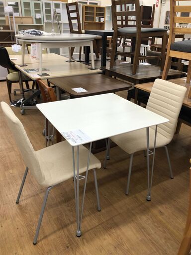 ★ジモティ割あり★  ダイニングセット2人用 白　ホワイト W70×D70×H70 クリーニング済み SJ8165
