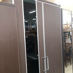 ワードローブ2枚扉ダークブラウン引き出し2段【トレファク堺福田店】