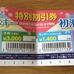 スキージャム勝山 特別割引券 1月5日まで 5名様まで 年末年始...