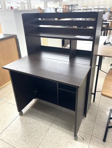 ★ジモティ割あり★  ライティングデスク 茶 H119.2×D～68.5×W80 クリーニング済み TJ10371
