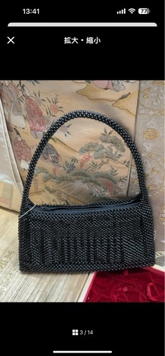 美品　黒珊瑚　黒サンゴ　ハンドバッグ　手作り工芸品　木箱入
