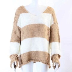 新品 Vネックボーダーニットトップスの画像