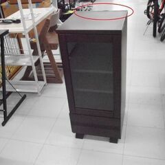 キャビネット 幅37.8x奥行41.3x高さ88.5cm 収納家具 ダークブラウン 引出付き 苫小牧西店の画像