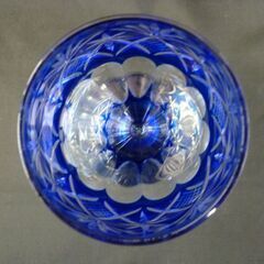 ☆切子 ワイングラス ブルー 2客セット ペア 脚付き 口径6.5cm 高さ17.0cm 酒器 カットグラス ガラス 札幌 北20条店の画像
