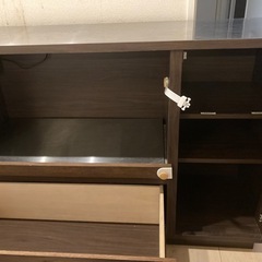 食器棚、キッチン収納、収納棚、家電収納、キッチンキャビネット、レンジ台、棚、スライド、ラック、ステンレス、大容量、扉付き 、引き出し、レンジボード、木製、炊飯器、おしゃれ、ナチュラル、縦45cm 横120cm 高さ85cmの画像