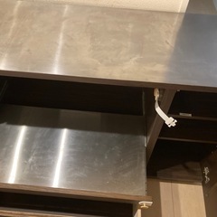 食器棚、キッチン収納、収納棚、家電収納、キッチンキャビネット、レンジ台、棚、スライド、ラック、ステンレス、大容量、扉付き 、引き出し、レンジボード、木製、炊飯器、おしゃれ、ナチュラル、縦45cm 横120cm 高さ85cmの画像