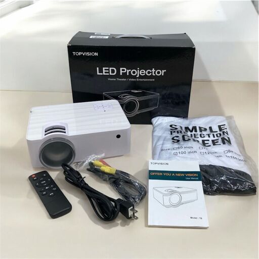 【100インチのプロジェクタースクリーン付き】5000LM 1080P フルHD対応 LEDミニプロジェクター