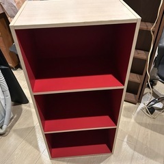 カラーボックス 3段 アイボリー、レッド