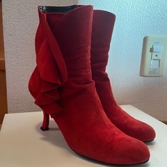 【ginza　kanematsu】ショートブーツ24.5cm【赤...