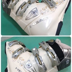 ●13) HEAD gp SUPER　MACRO ヘッド スキーブーツ 294mm 25-25.5cm  スキー靴 オフホワイト 可愛い お洒落 かっこいい 中古 ③の画像