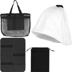 サウナ3点セット サウナハット マット 手提げ タオル生地の画像