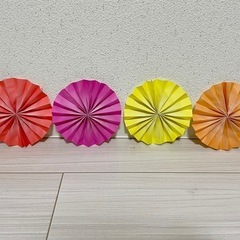 和柄　折り紙の花　4色