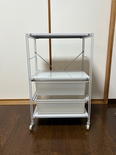無印良品　スチールユニットシェルフ　ワゴン　キャスター付き　キッチン　収納