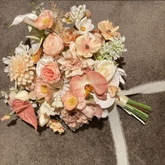 ウェディングブーケ　造花　ブートニア