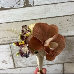 ウェディング　フープ　ブーケ　造花　ブートニアセットの画像