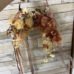 ウェディング　フープ　ブーケ　造花　ブートニアセットの画像
