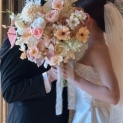 ウェディング　フープ　ブーケ　造花　ブートニアセットの画像