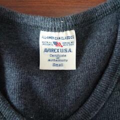 アビレックス　長袖　Vネック　グレー　黒の画像