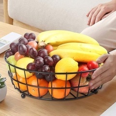 果物と野菜用のダブルバスケット/ブラウンオーガナイザーの画像
