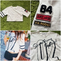 STYLENANDA ナンバーロゴT　5分丈クロップドTシャツの画像