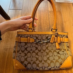 コーチ　coach バッグ　ハンドバッグ　キャンバス　ブラウン