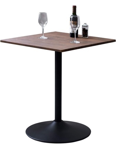 ジャンク品　ネジ欠品　萩原(Hagihara) ダイニングテーブル カフェテーブル ダイニング 食卓 【木目調天板×スチール脚】 正方形 角型 インダストリアル 幅60 ブラウン LT-4919BR