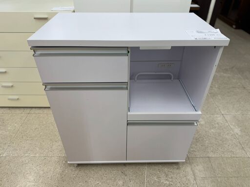 ★ジモティ割あり★  レンジ台 白 H91.5×D45×W80 クリーニング済み TJ10379