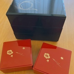 3段お重 重箱 ミニ重箱 風呂敷き おまけ付き！の画像