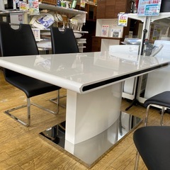 3/9🌸値下げしました⭐️スタイリッシュ⭐️サカイ工芸 5点拡張式ダイニングセット PANDA モダンデザイン 天板鏡面仕上げ No.1738 KE の画像