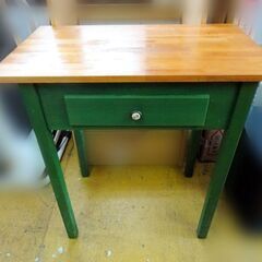 アンティーク風デスク ペイントデスク グリーン×ウッド 