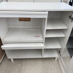 ★ジモティ割あり★  レンジ台 白 H93.5×D41.5×W89.5 クリーニング済み TJ10385の画像