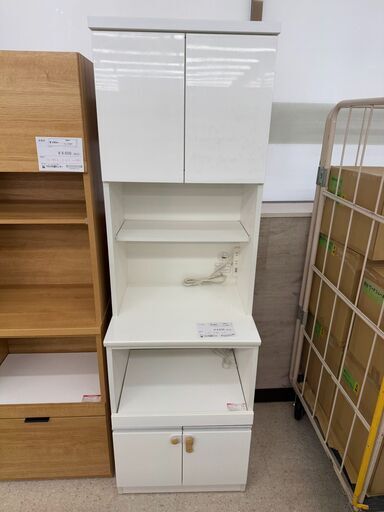 ★ジモティ割あり★  レンジ台 白 H190×D50.5×W59 クリーニング済み TJ10386