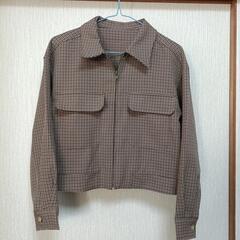 ★ GU チェック クロップド ジップ ジャケット S ★
