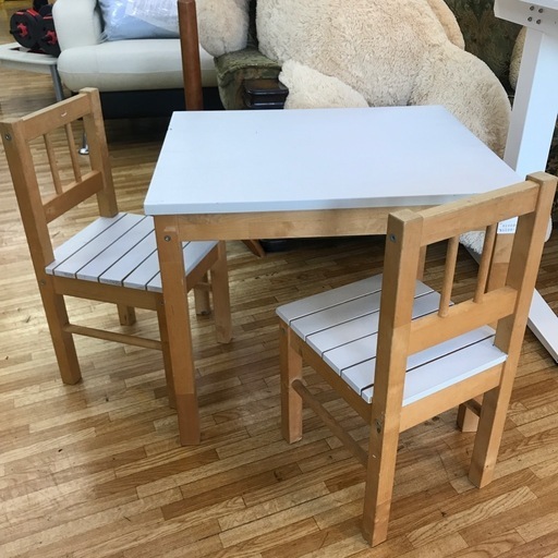 キッズ テーブルセット 木製 ロータイプ にっこり デスクチェアセット 子供用 テーブル　イスセット