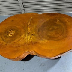 天然木一枚板 座卓ローテーブル 重厚 センターテーブル 幅125cm Usedの画像