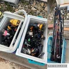 釣り道具　釣竿　リール　クーラーボックス