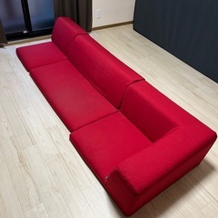 ソファー　チェア　椅子　赤　レッド　ベッド変換式
