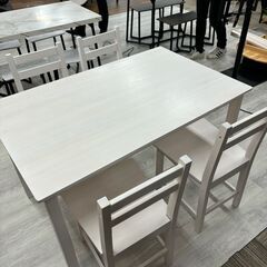 【訳アリ】北欧テイスト ダイニング5点セット　天然木製　ホワイト...